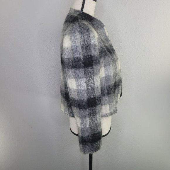 Vintage Gregg sport Mohair check Windowpane Black White Gray crop blazer 8 - Picture 4 of 9